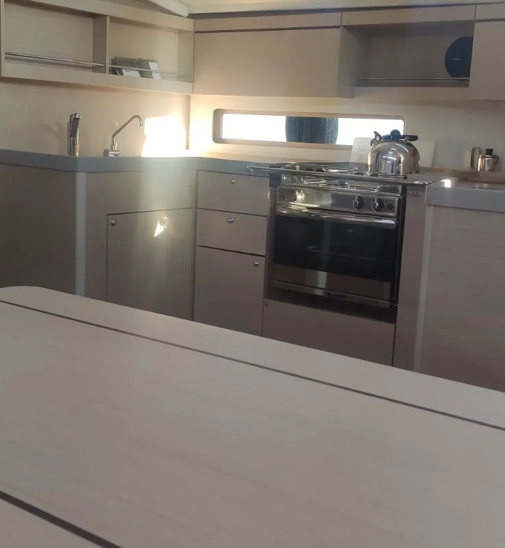 Galley of Taylor, a Beneteau Oceanis 40.1 sailboat at Municipal Unit of Lefkada, Greece