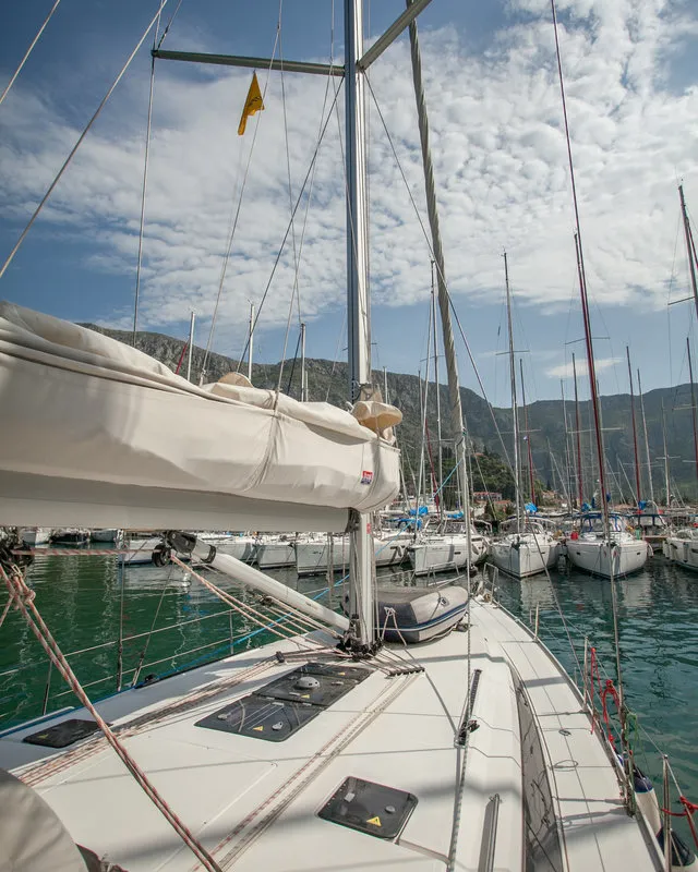 Deck of Easy Point, a Bavaria Cruiser 46 sailboat at Split, Croatia