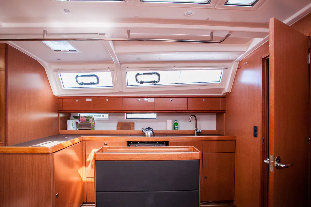 Galley of Easy Point, a Bavaria Cruiser 46 sailboat at Split, Croatia