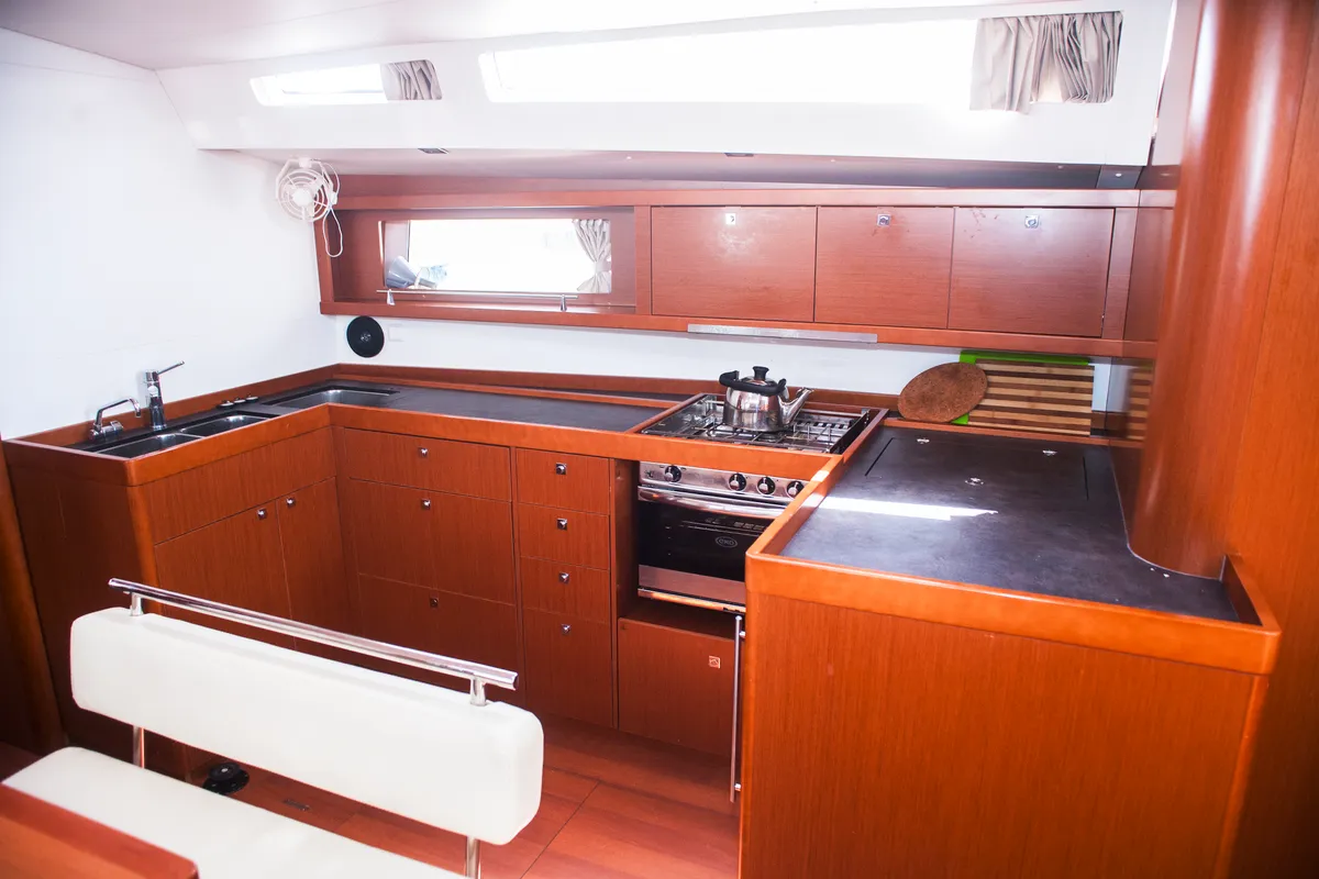 Galley of Annita, a Beneteau Oceanis 48 sailboat at Municipal Unit of Rhodes, Greece