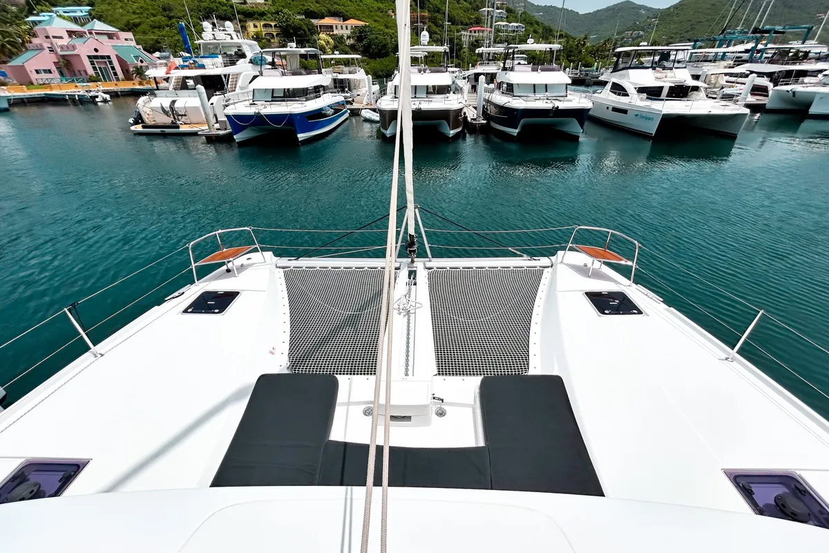 Deck of Rope The Wind, a Lagoon 46 catamaran at Road Town, British Virgin Islands