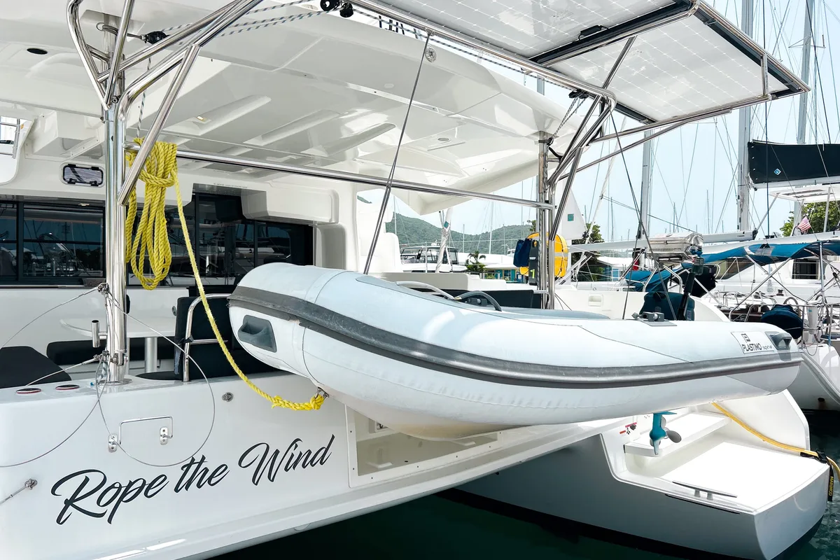 Exterior view of Rope The Wind, a Lagoon 46 catamaran at Road Town, British Virgin Islands