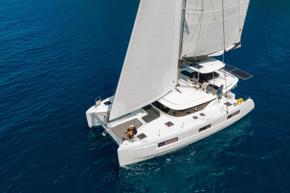 Exterior view of Rope The Wind, a Lagoon 46 catamaran at Road Town, British Virgin Islands