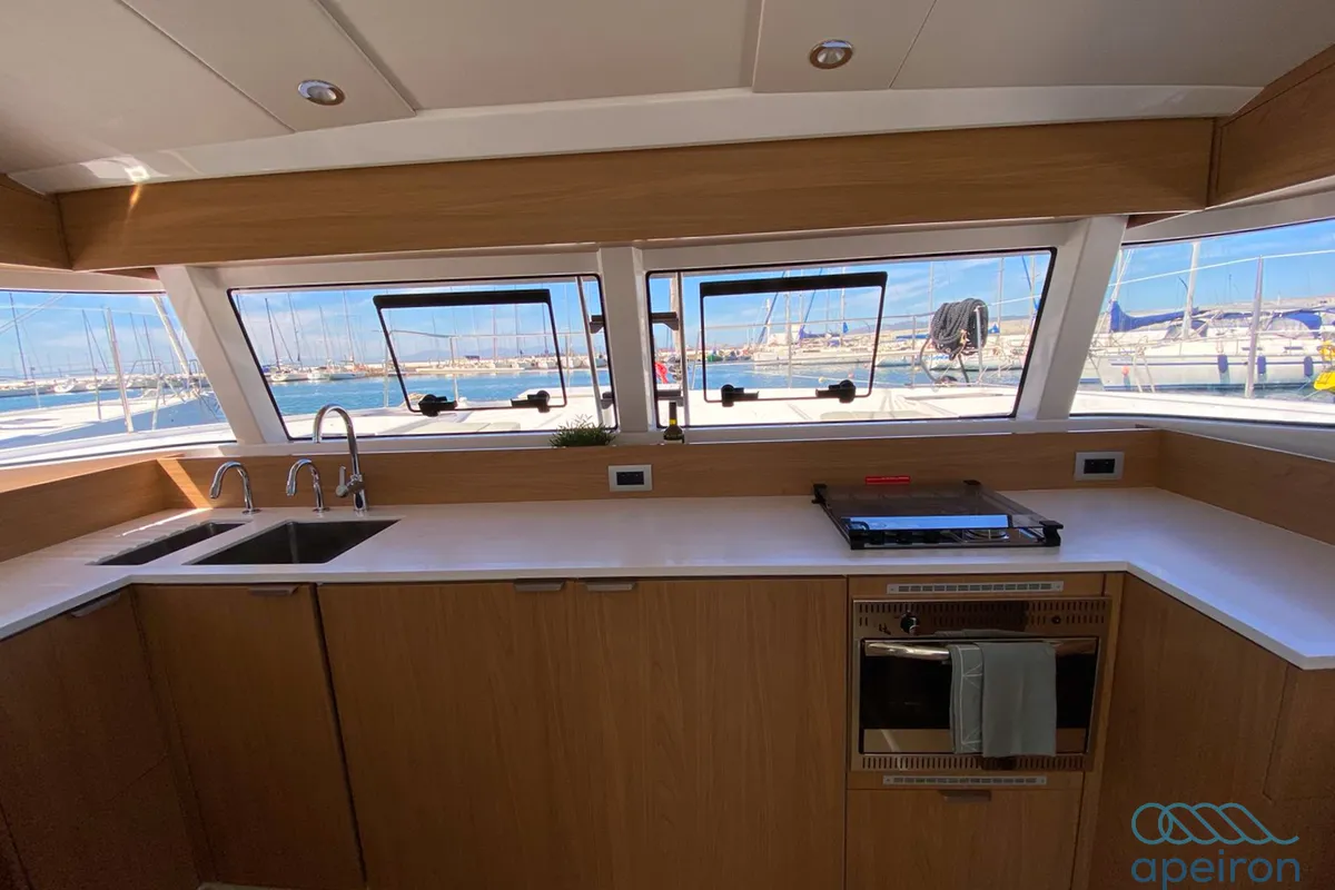 Galley of The Maestro Cat, a Bali Catsmart catamaran at Municipal Unit of Lefkada, Greece