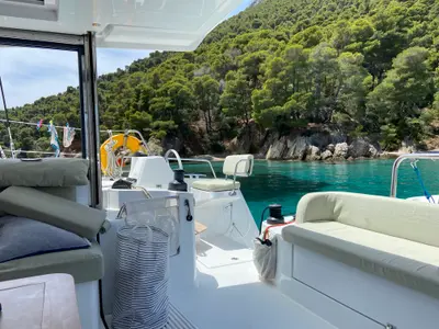 Deck of The Maestro Cat, a Bali Catsmart catamaran at Municipal Unit of Lefkada, Greece