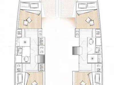 Floor plan of Rosalu ex Shakti, a Excess 11 catamaran at Toulon, France