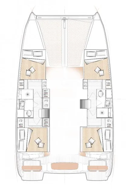Floor plan of Rosalu ex Shakti, a Excess 11 catamaran at Toulon, France