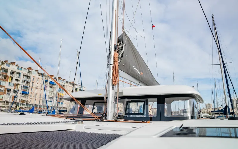 Deck of Rosalu ex Shakti, a Excess 11 catamaran at Toulon, France