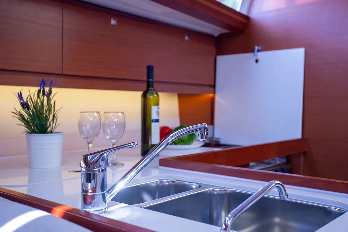 Galley of Eva, a Dufour 412 GL sailboat at Mali Lošinj, Croatia