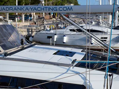 Deck of Eva, a Dufour 412 GL sailboat at Mali Lošinj, Croatia