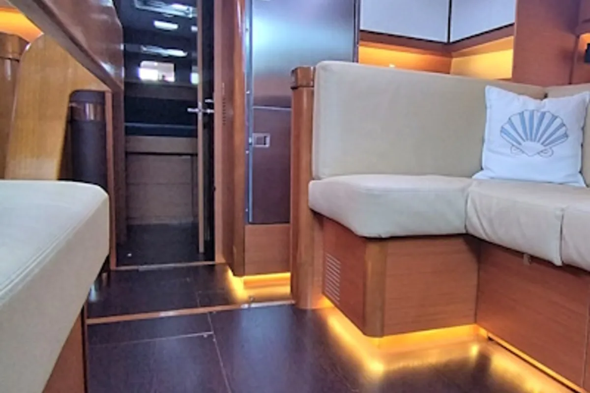Salon of Morisia, a Dufour 56 Exclusive sailboat at Olbia, Italy