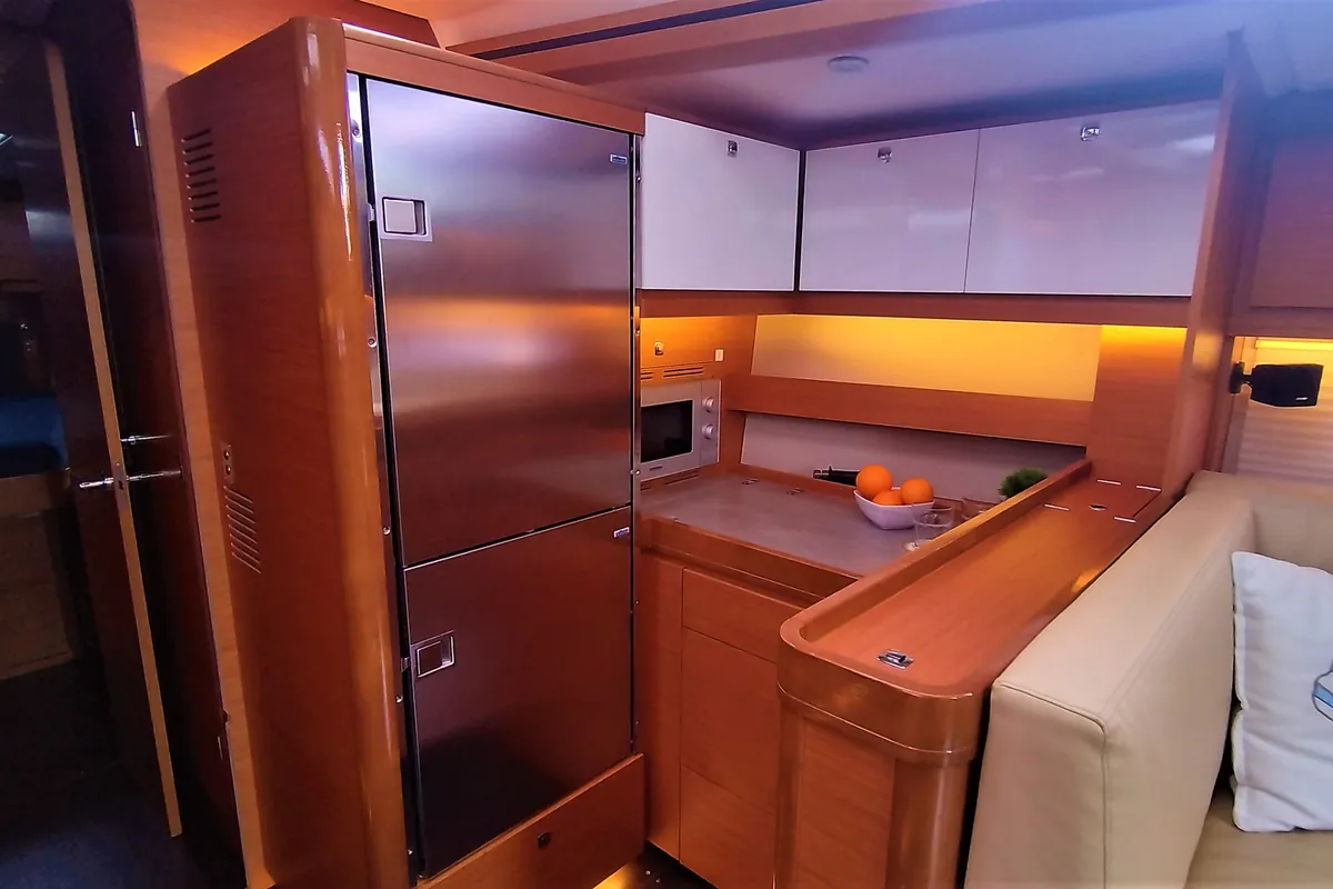 Galley of Morisia, a Dufour 56 Exclusive sailboat at Olbia, Italy