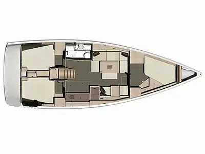 Floor plan of Tigre do Mar, a Dufour 410 Grand Large sailboat at Angra dos Reis, Brazil