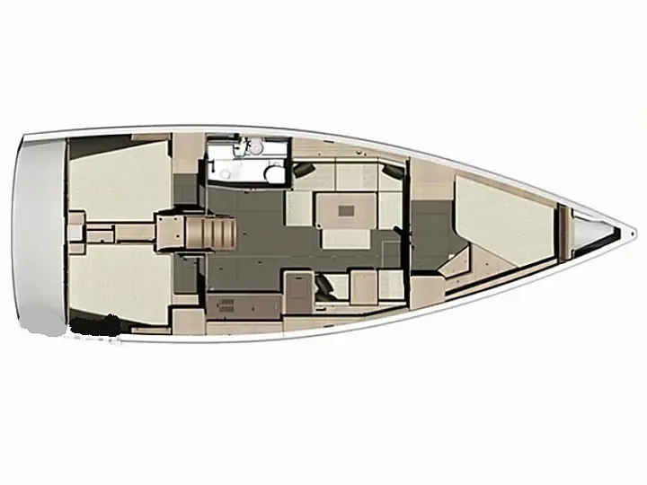 Floor plan of Tigre do Mar, a Dufour 410 Grand Large sailboat at Angra dos Reis, Brazil