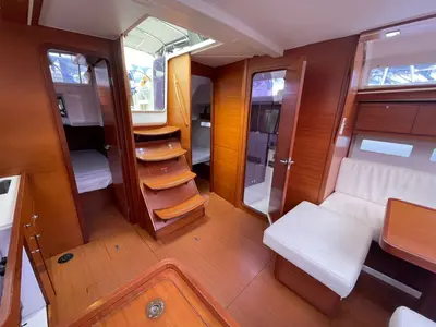 Salon of Tigre do Mar, a Dufour 410 Grand Large sailboat at Angra dos Reis, Brazil