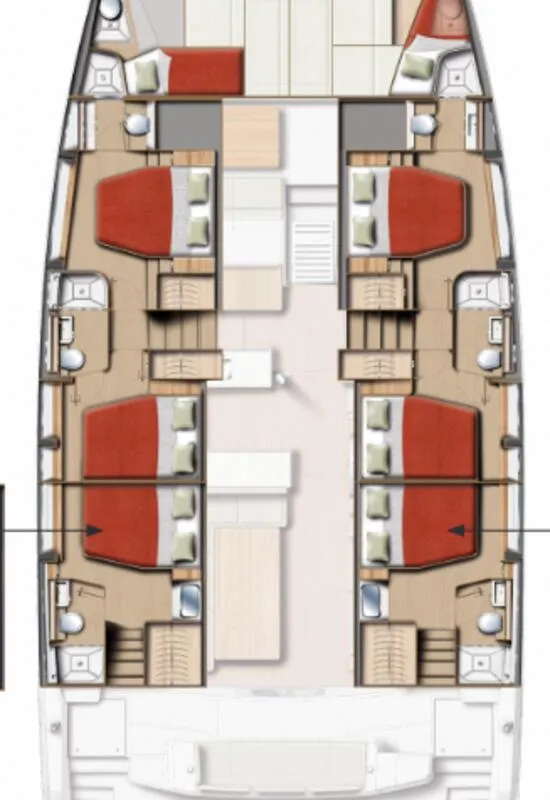 Floor plan of Kos 52.CAT4, a Bali 5.2 catamaran at Kos, Greece