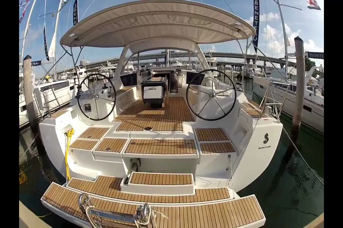 Exterior view of Konstantinos (O45), a Beneteau Oceanis 45 sailboat at Athens, Greece