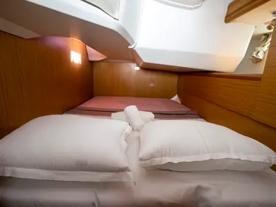 Cabin on Mimi, a Jeanneau Sun Odyssey 49i sailboat at Keramoti, Greece