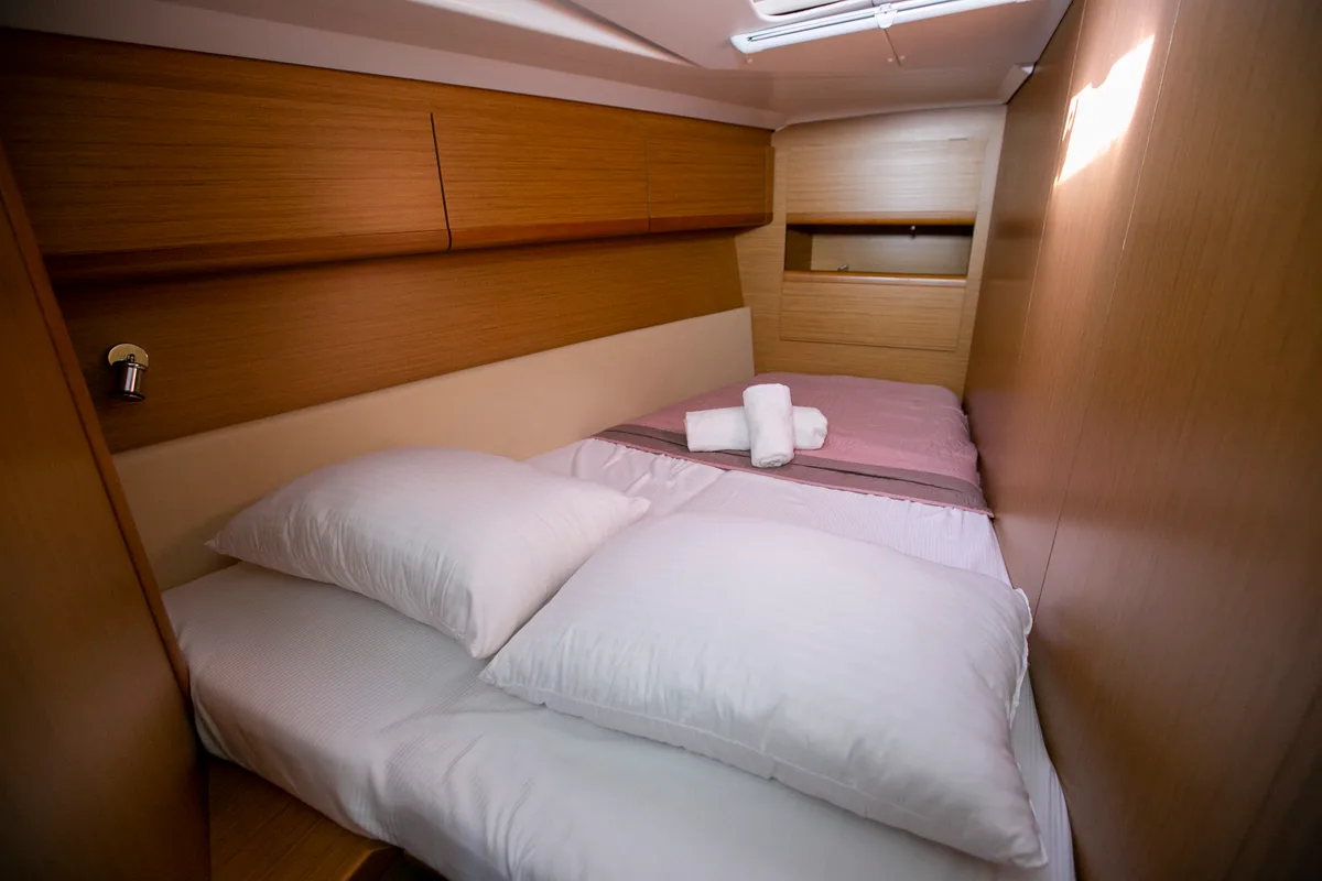 Cabin on Mimi, a Jeanneau Sun Odyssey 49i sailboat at Keramoti, Greece