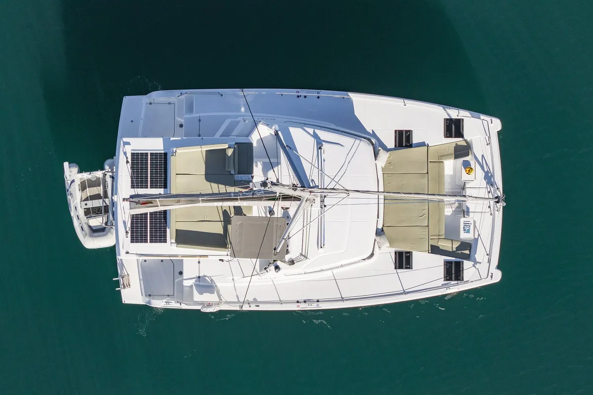 Exterior view of Rolling Stone, a Bali Catspace catamaran at Grad Šibenik, Croatia