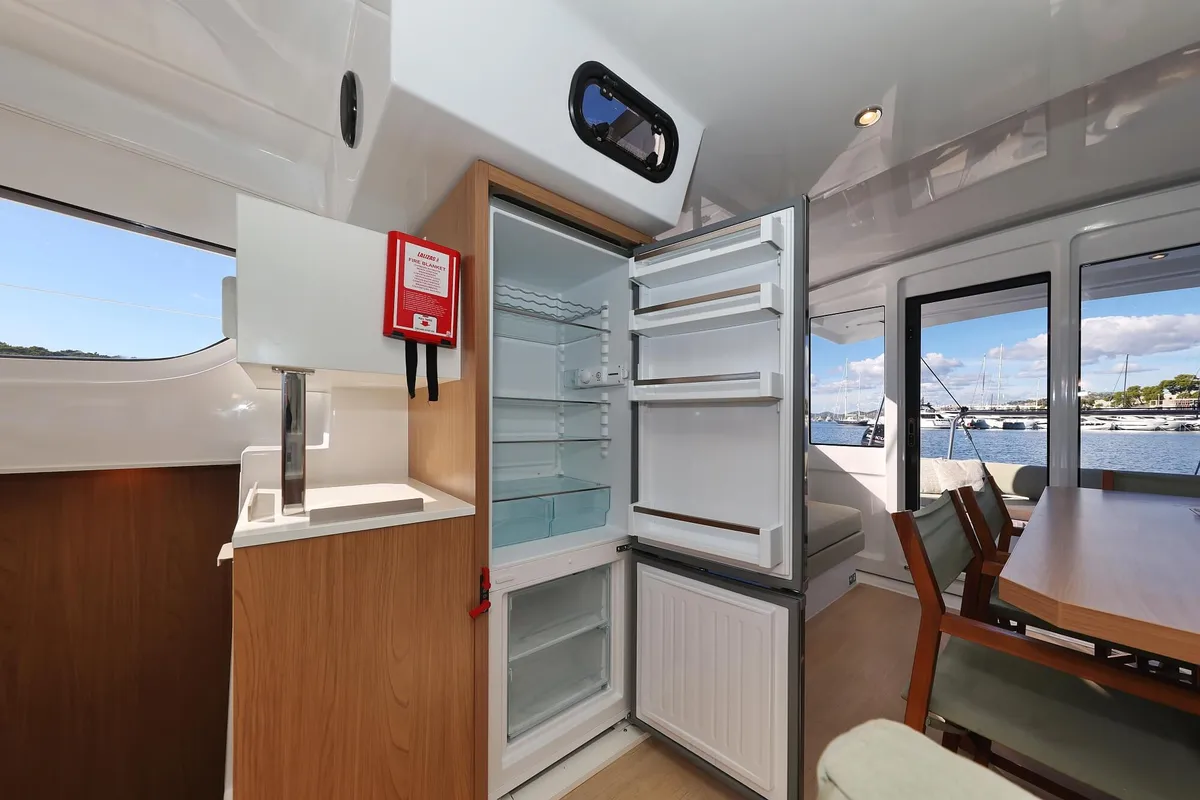 Galley of Rolling Stone, a Bali Catspace catamaran at Grad Šibenik, Croatia