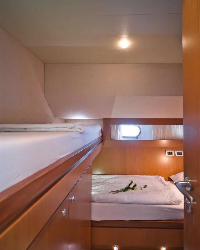 Cabin on M/Y Dominique, a Ferretti Yachts 681 motor yacht at Split, Croatia