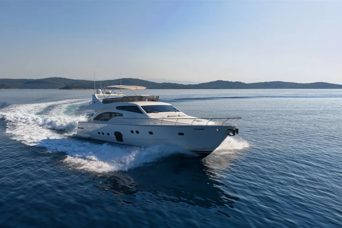 Exterior view of M/Y Dominique, a Ferretti Yachts 681 motor yacht at Split, Croatia