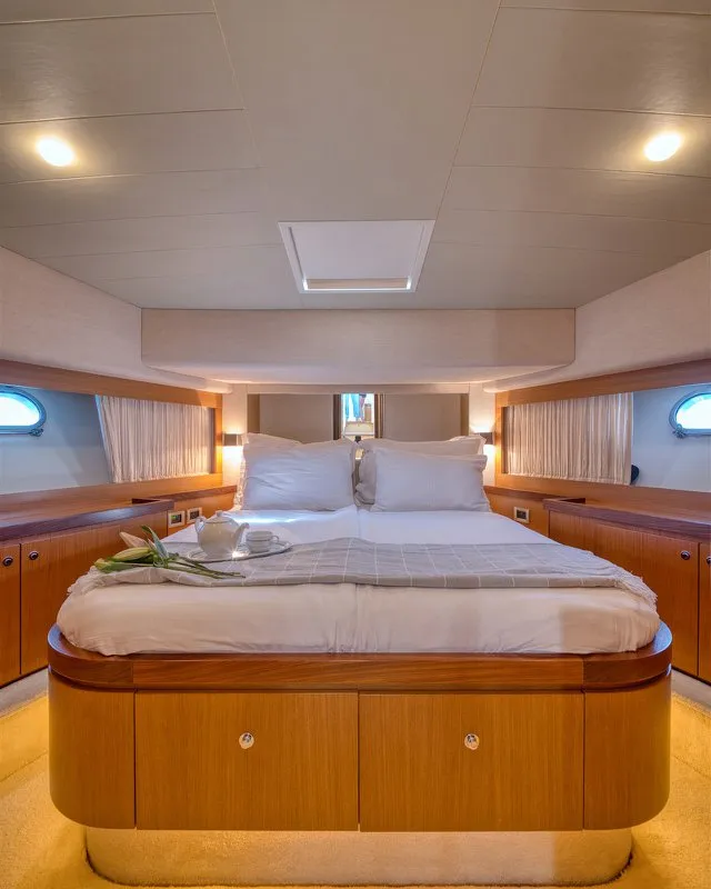 Cabin on M/Y Dominique, a Ferretti Yachts 681 motor yacht at Split, Croatia