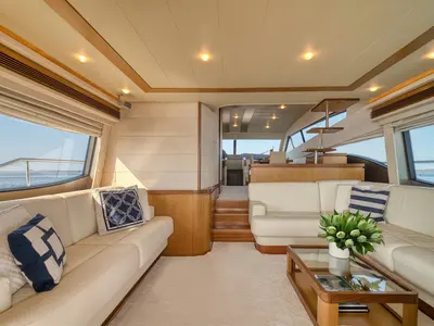 Salon of M/Y Dominique, a Ferretti Yachts 681 motor yacht at Split, Croatia