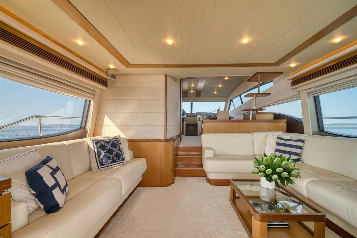 Salon of M/Y Dominique, a Ferretti Yachts 681 motor yacht at Split, Croatia