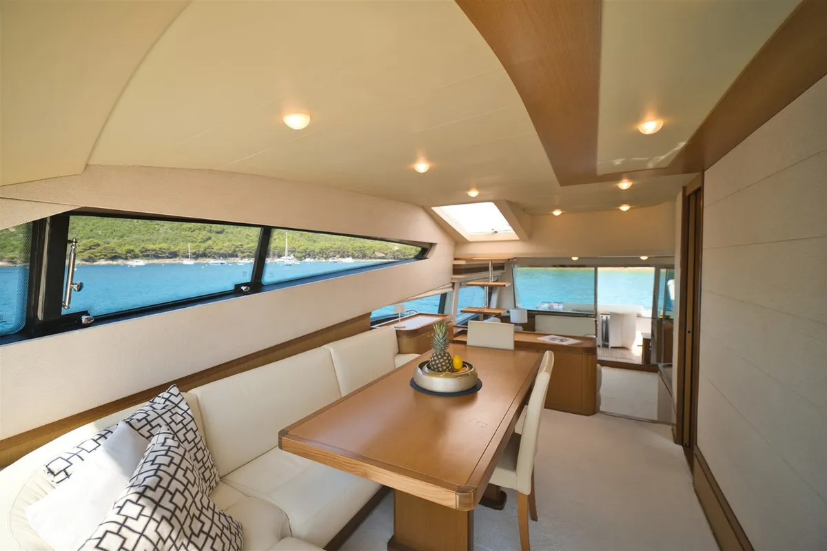 Salon of M/Y Dominique, a Ferretti Yachts 681 motor yacht at Split, Croatia