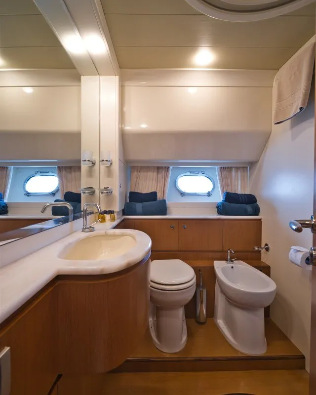 Head on M/Y Dominique, a Ferretti Yachts 681 motor yacht at Split, Croatia