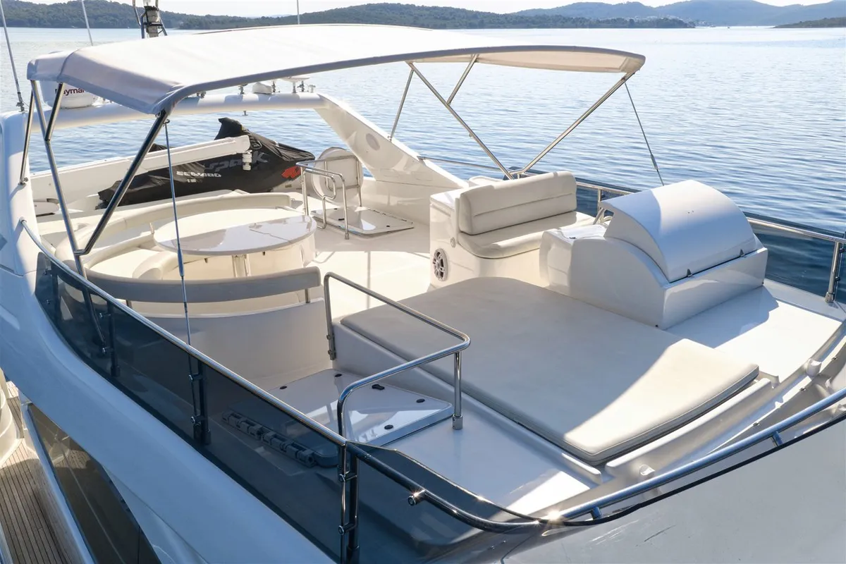 Deck of M/Y Dominique, a Ferretti Yachts 681 motor yacht at Split, Croatia