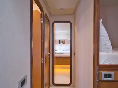 Cabin on M/Y Dominique, a Ferretti Yachts 681 motor yacht at Split, Croatia
