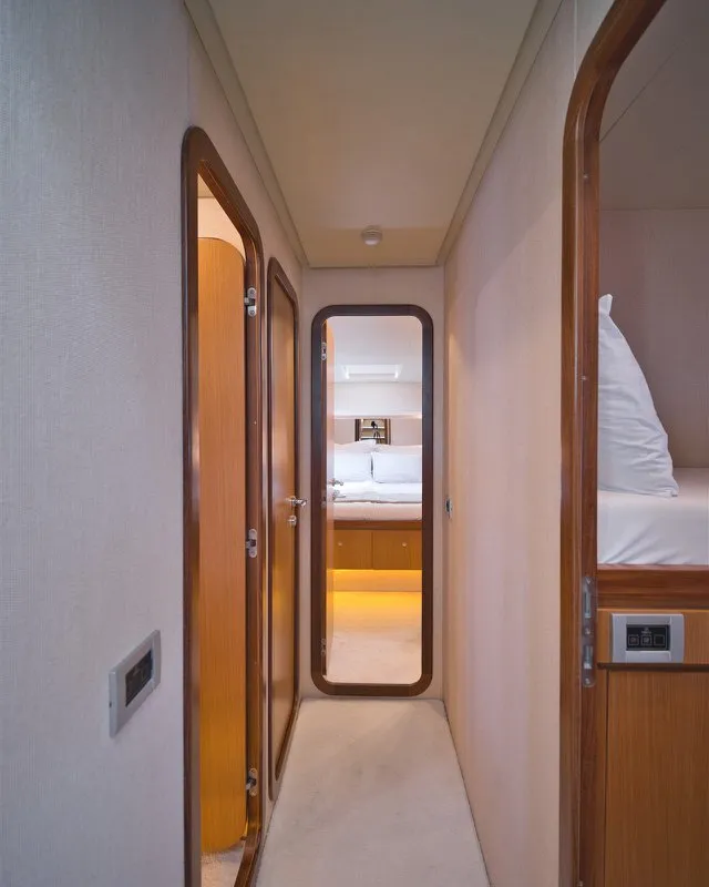 Cabin on M/Y Dominique, a Ferretti Yachts 681 motor yacht at Split, Croatia