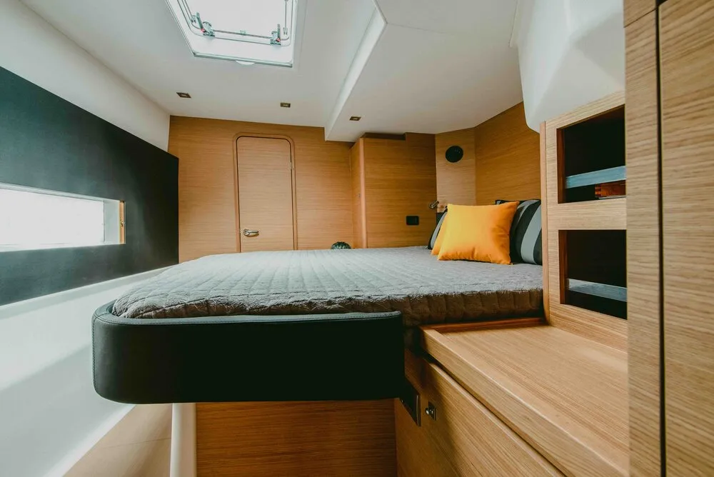 Cabin on Hawaii 5-0, a Dufour 48 Catamaran catamaran at Parikia, Greece