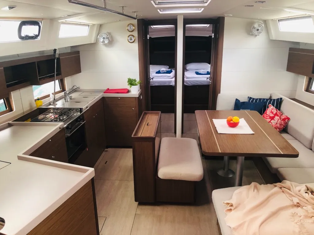 Salon of PRINCESS MIA, a Beneteau Oceanis 46.1 sailboat at Split, Croatia