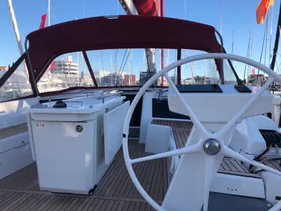 Cockpit of PRINCESS MIA, a Beneteau Oceanis 46.1 sailboat at Split, Croatia