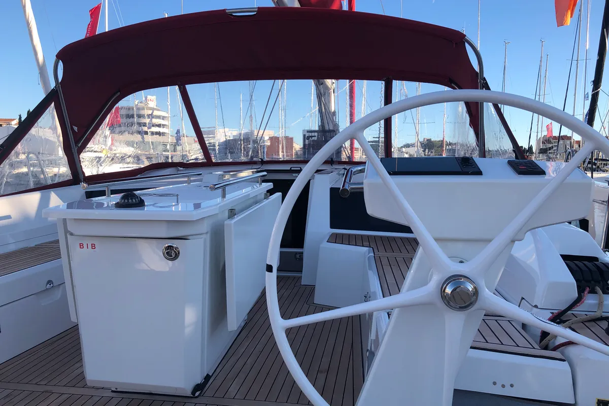 Cockpit of PRINCESS MIA, a Beneteau Oceanis 46.1 sailboat at Split, Croatia