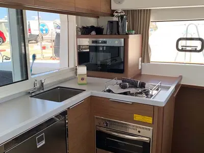 Galley of StarElli, a Lagoon 40 catamaran at Palma de Mallorca, Spain