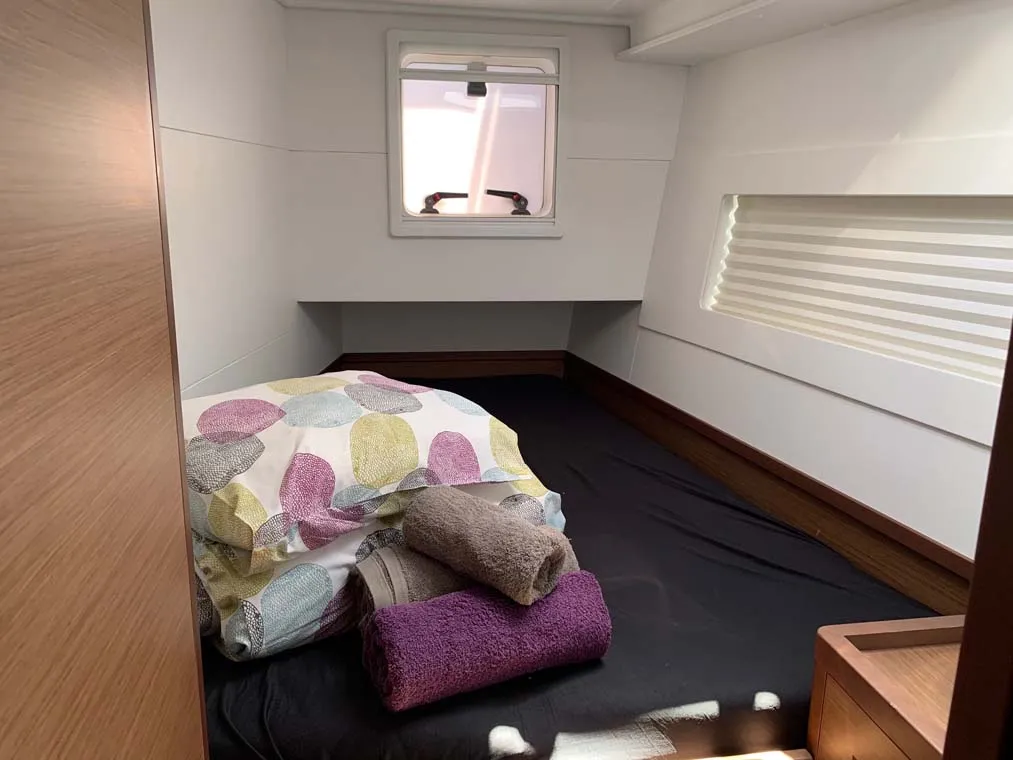 Cabin on StarElli, a Lagoon 40 catamaran at Palma de Mallorca, Spain