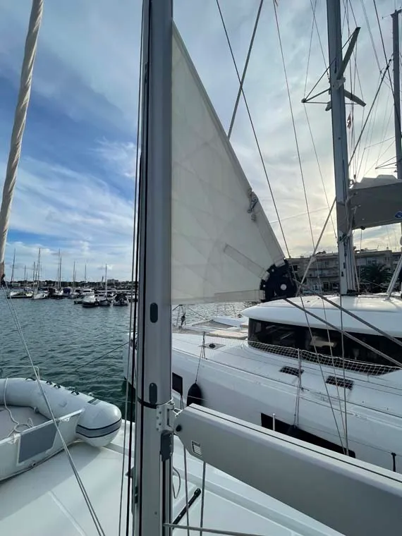 Exterior view of Star of the Seas, a Beneteau Oceanis 40.1 sailboat at Felanitx, Spain