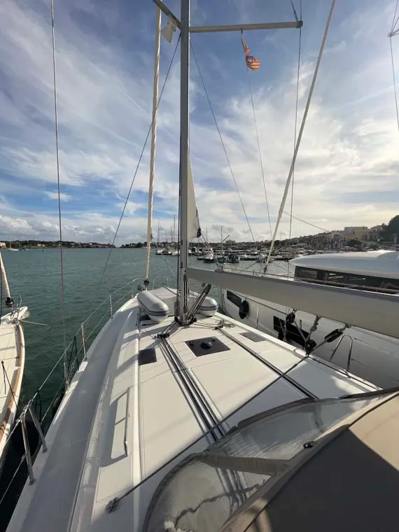 Deck of Star of the Seas, a Beneteau Oceanis 40.1 sailboat at Felanitx, Spain