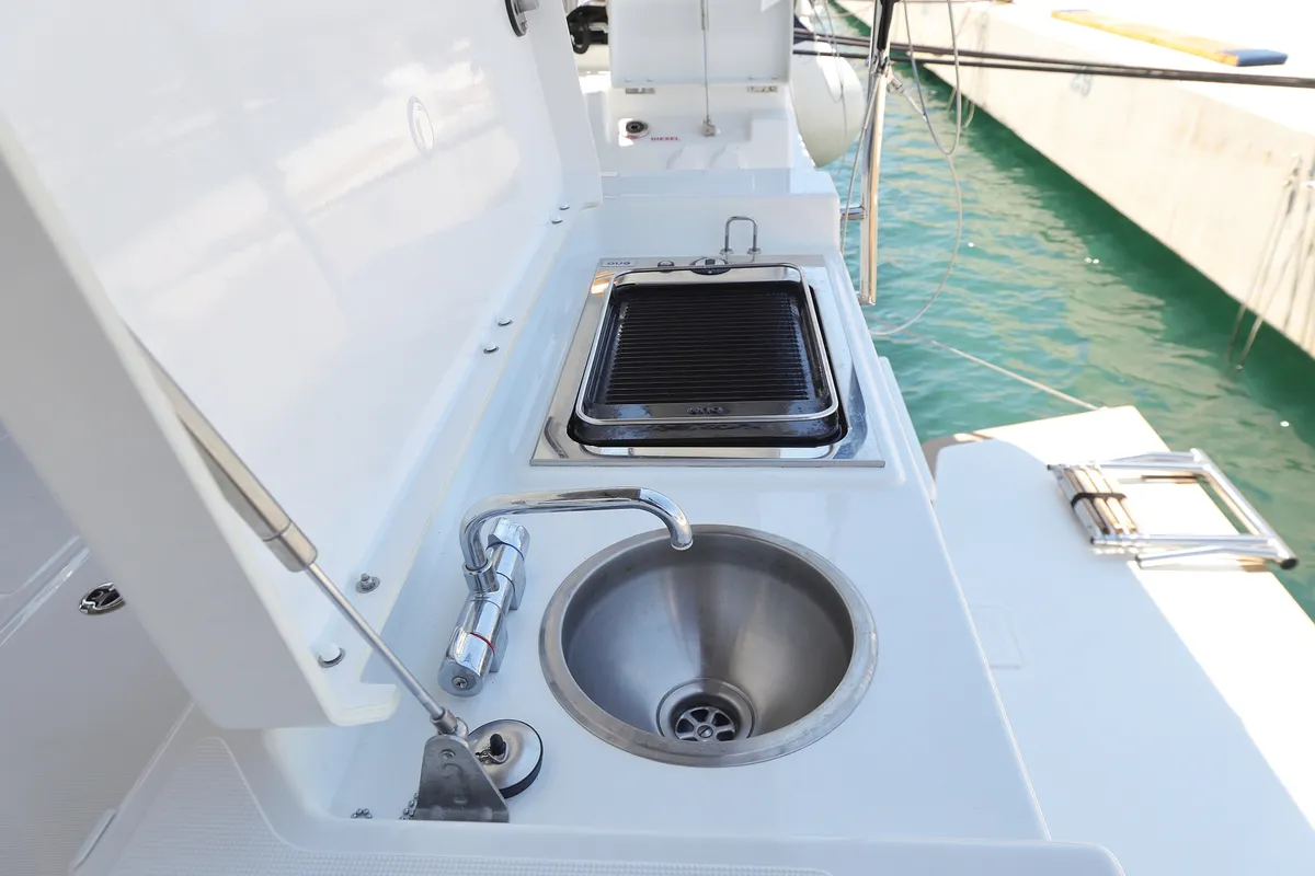 Deck of Funk, a Dufour 44 sailboat at Grad Vodice, Croatia