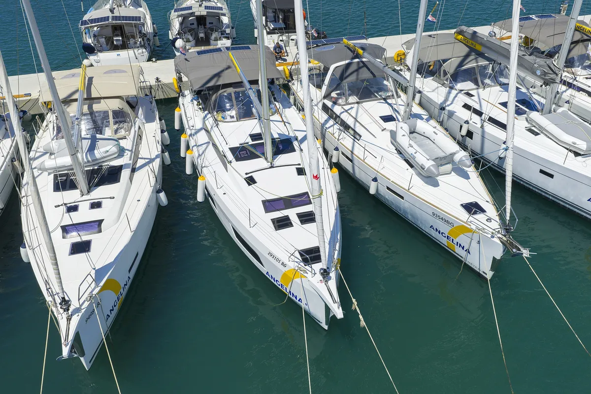 Exterior view of Funk, a Dufour 44 sailboat at Grad Vodice, Croatia