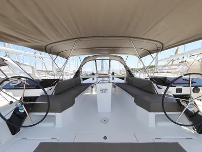 Cockpit of Funk, a Dufour 44 sailboat at Grad Vodice, Croatia
