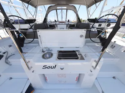 Deck of Funk, a Dufour 44 sailboat at Vodice, Croatia