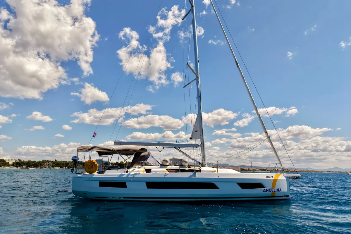 Exterior view of Funk, a Dufour 44 sailboat at Vodice, Croatia