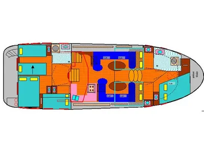 Floor plan of Beatrix, a Gulet Hibo 1300 motorboat at Woudsend, Netherlands