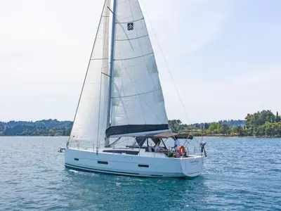 Ocean Whisper, a Dufour 430 sailboat at Port of Avdira, Greece